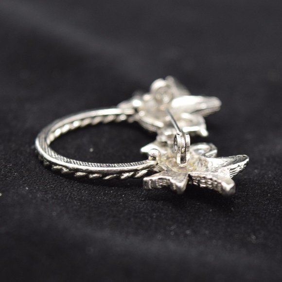 Vintage Love Birds Heart Brooch Doves Pin Silvertone Valentine Wedding - Picture 6 of 11